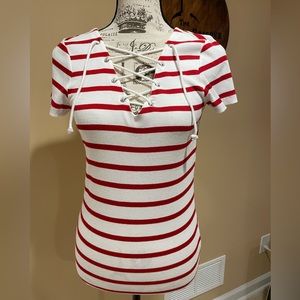 Ralph Lauren Sport Nautical Red/White stripe ribbed T-shirt M